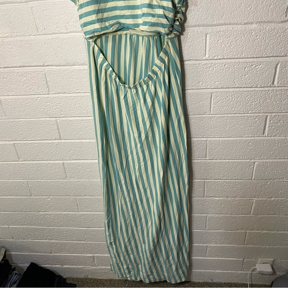 Synergy 100% Organic Cotton Dress Ruched Maxi Dress Women’s Large Turquoise EUC - Picture 6 of 13